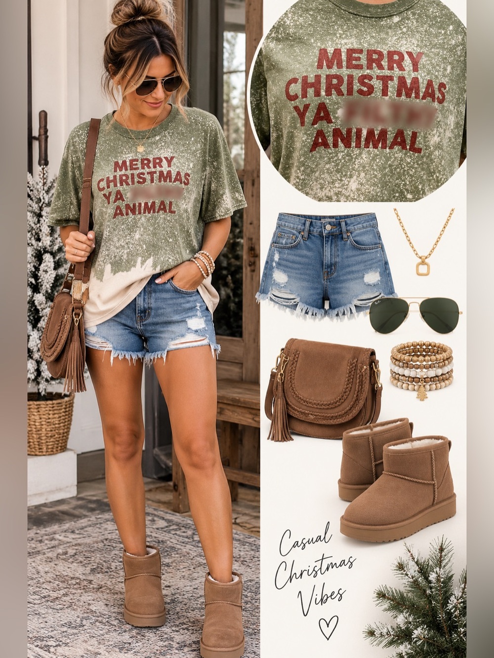🆕🌿GILDAN: “MERRY CHRISTMAS YA FILTHY ANIMAL” Tee LARGE